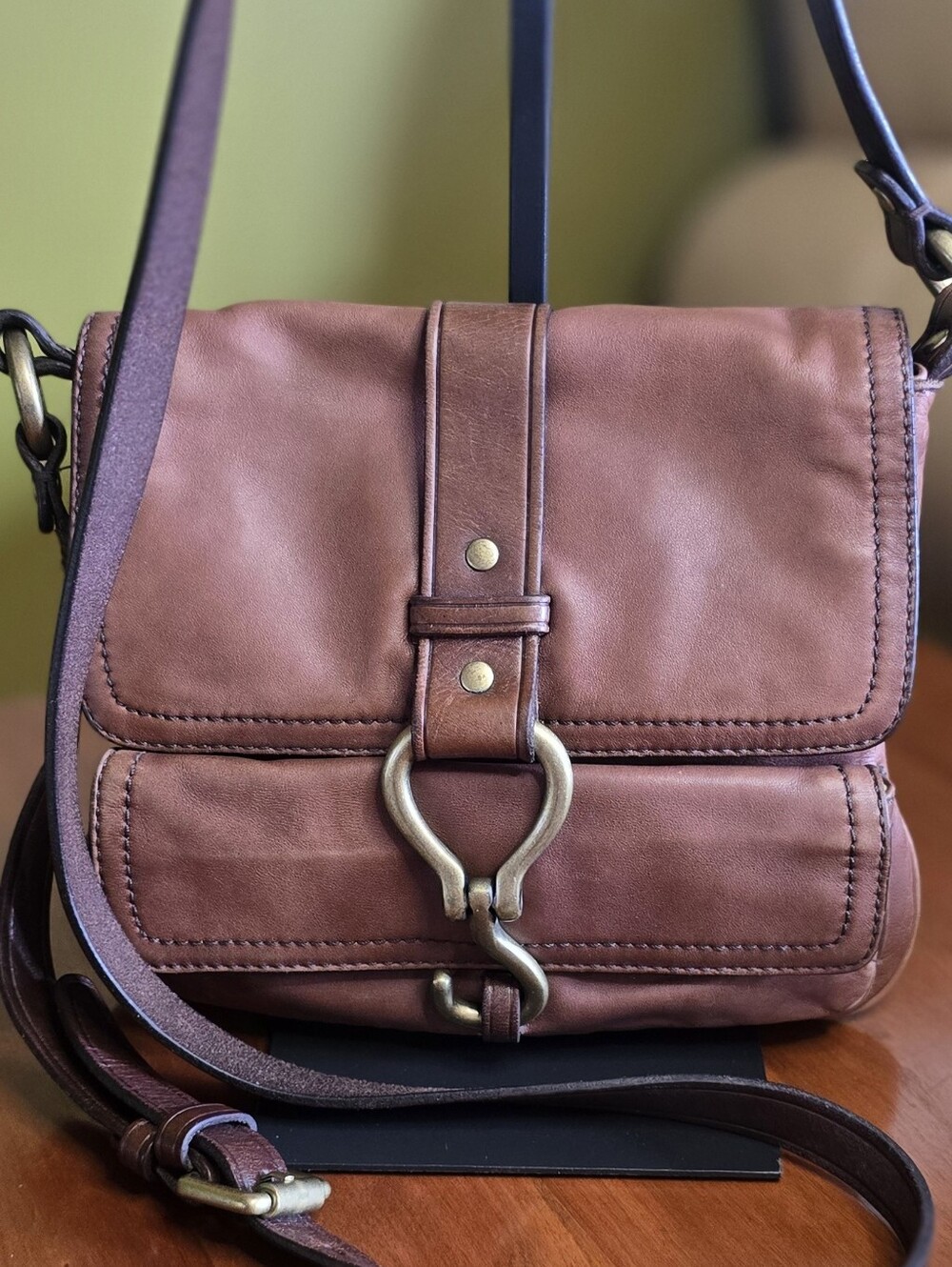 Cole Haan Equestrian Buckle Crossbody Bag Leather